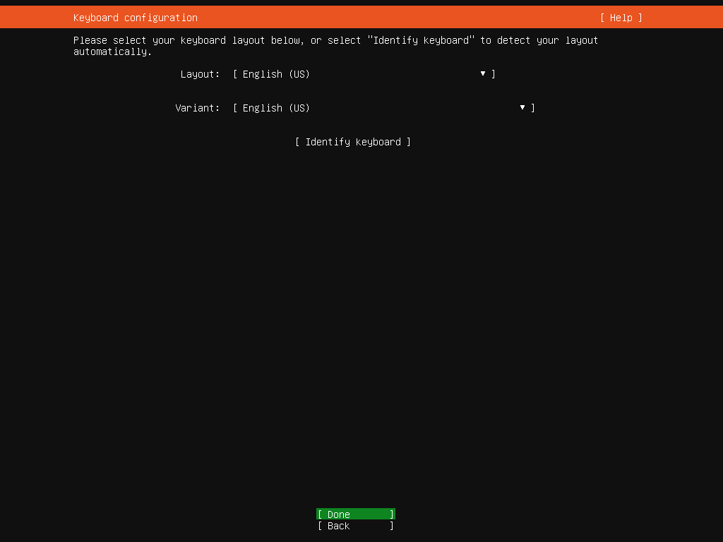 Ubuntu installation - Vælg keyboard layout
