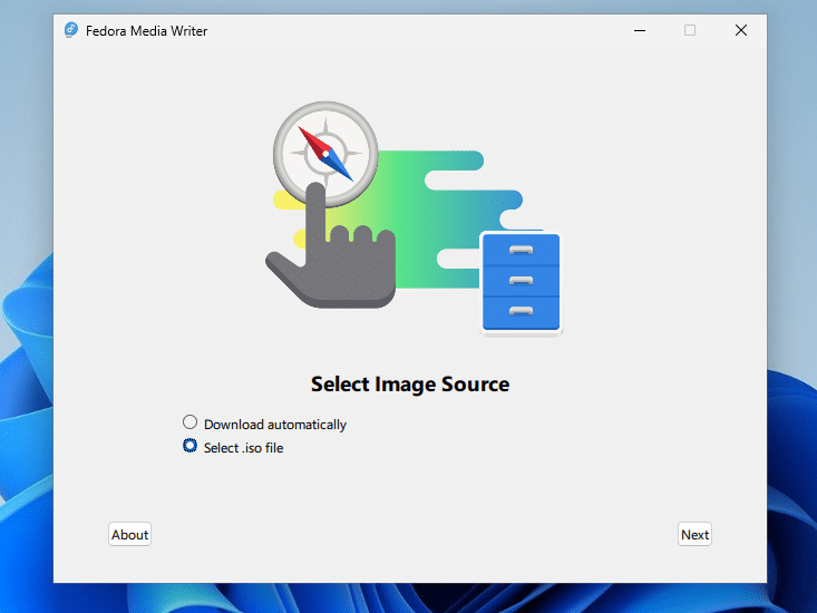 Ubuntu Installation - Screenshot af Fedora Media Writer