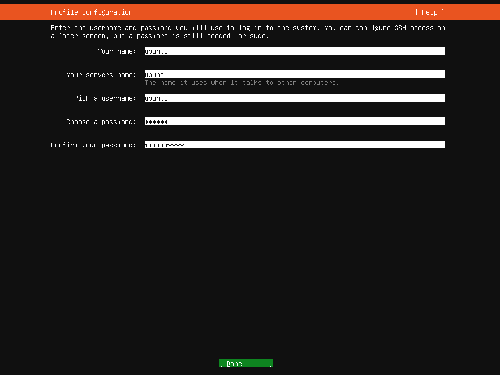 Ubuntu installation - Lokal bruger opsætning