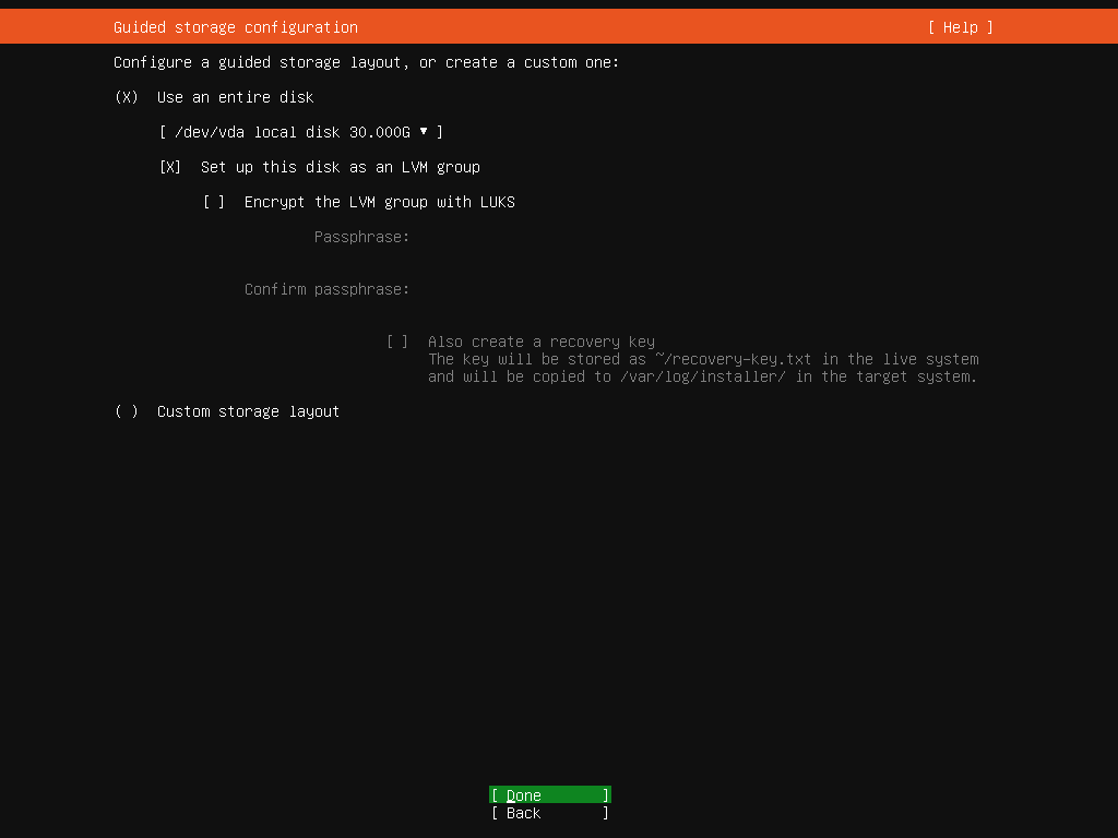 Ubuntu installation - Lagrings opsætning 1/3