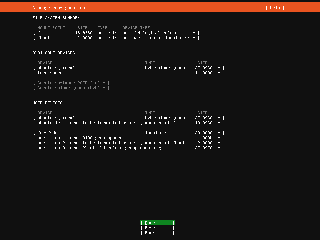 Ubuntu installation - Lagringsopsætning 2/3