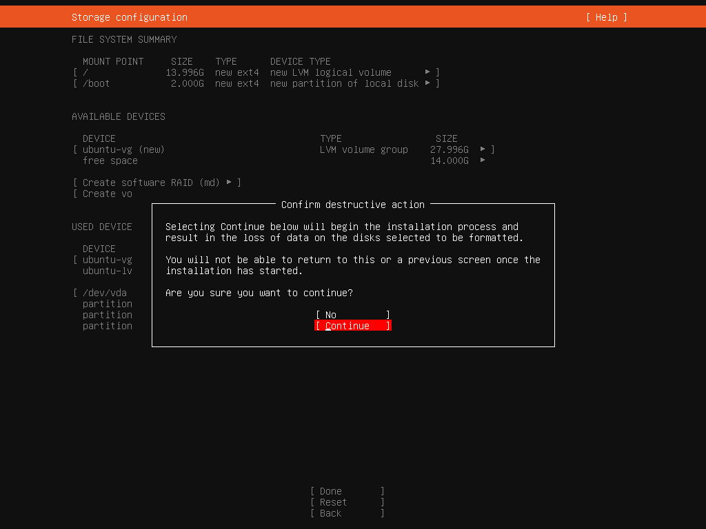 Ubuntu installation - Lagringsopsætning 3/3
